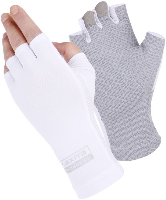 카시야 쿨 실리콘 양손 캐디용 네일 반장갑 자외선차단 파크골프 운전 낚시 등산 스포츠 쿨장갑, 남성용