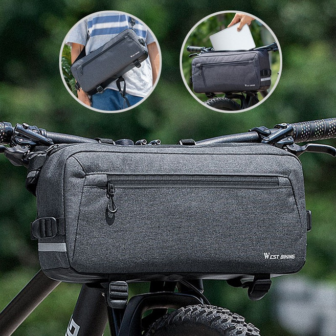 시그니처베이지 자전거 킥보드 대용량 핸들바 프레임 가방 YPZ301, 1개, 블랙