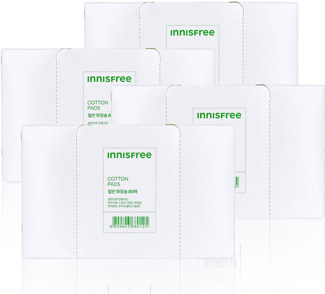 이니스프리 일반 화장솜, 80매입, 4개