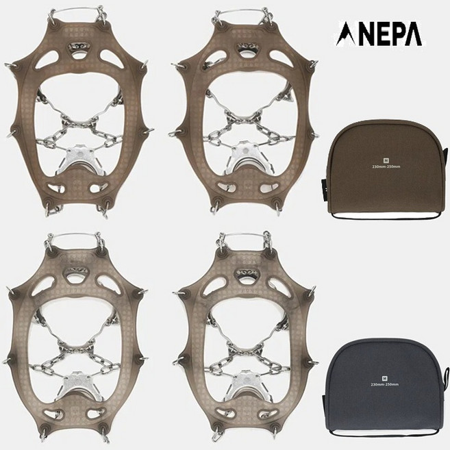 네파_NEPA_ 공용 스텐레스 피크 11P 적용하여 얼음이나 눈에 잘 미끄러지지 않도록 설계함 플레이크 체인젠 아이젠, 차콜(B02)