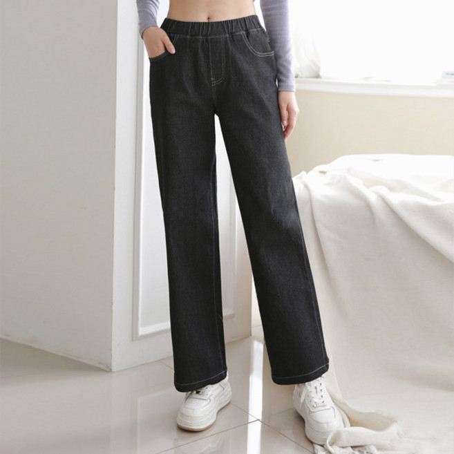 마이쏭 메디슨와이드데님팬츠 여성용 하의 청바지 허리밴딩 편한바지