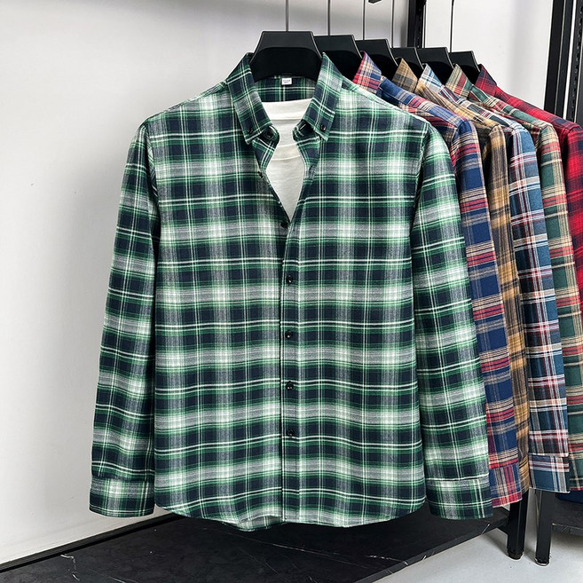 남성 봄 가을 체크 긴팔 셔츠 캐주얼 체크남방