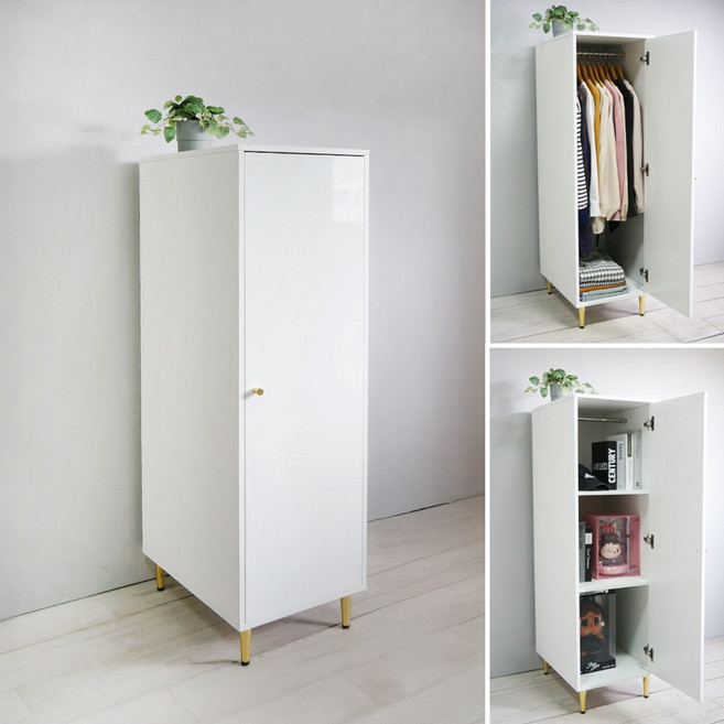 BOYD 寶德家居 直立式窄型衣櫃 多功能收納 可調式, 亮面純白D459