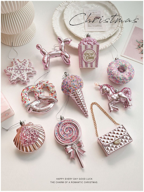크리스마스 감성오너먼트 핑크오브제 3종세트
