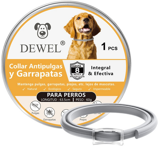 강아지 진드기 예방 목걸이 애완 동물 모기 벌레 해충 방지 목걸이, 그레이, 1개, 63.5ml