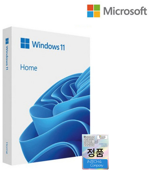 [한국정품인증점] MS 윈도우 11 Windows Home FPP 처음사용자용 영구 제품키 USB설치, 단품