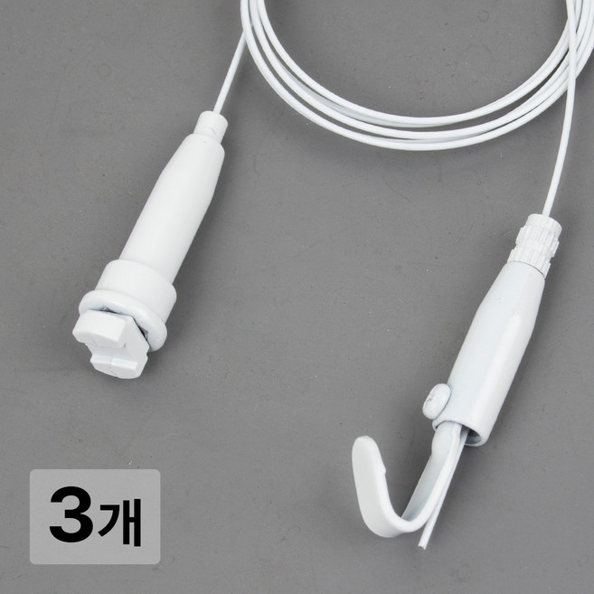 [철물인] 액자걸이 기본원터치 소 3kg용 화이트 - 간편레일 천장용, 3개, 와이어1미터-화이트