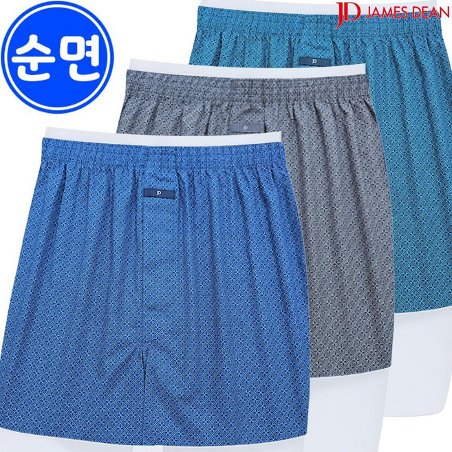 제임스딘 남성 순면 면100 3매 트렁크 JHMTCZ63