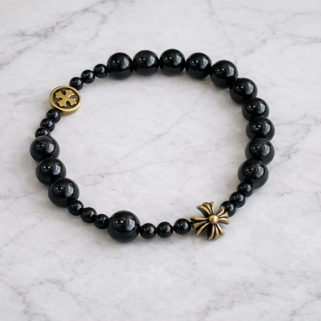 스노우베라 천연 원석 묵주팔찌 1단 엔틱 십자가팔찌 가톨릭 묵주 첫영성체 세례 견진 선물 커플팔찌