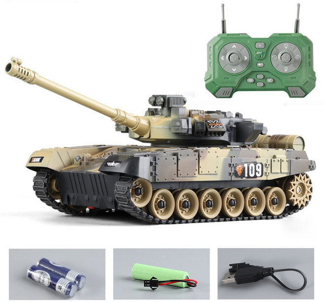 SUUNI RC 탱크 가동포 모방하다 대전 타이거 전차 무한궤도 어린이 장난감, 1개, T90-노란색