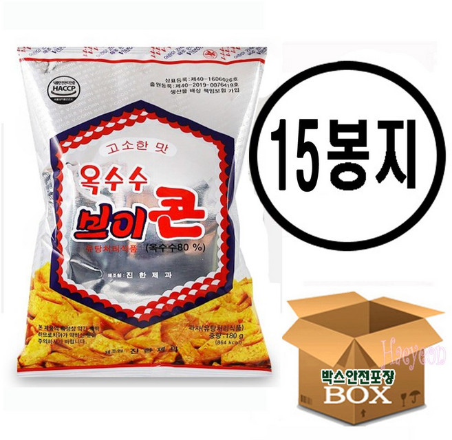 진한제과 옥수수 브이콘, 180g, 15개