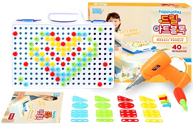 해피플레이 드릴아트블록 공구놀이, 혼합색상, 1세트