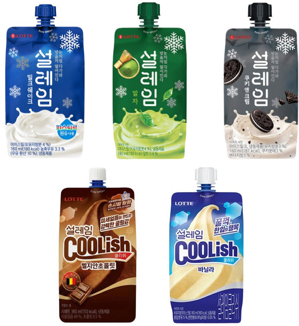 롯데 설레임 5종 24개 밀크 쿠키앤크림 말차 바닐라 초콜릿, 1개, 160ml