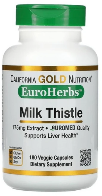 캘리포니아 골드 밀크씨슬 추출물 EuroHerbs European Quality 175mg 베지 캡슐 180정, 1개, 90정 - 쿠팡