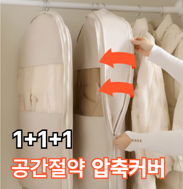 1+1+1 아우터 패딩 옷걸이 압축팩 옷정리 먼지커버 압축보관, 1세트, 3개입