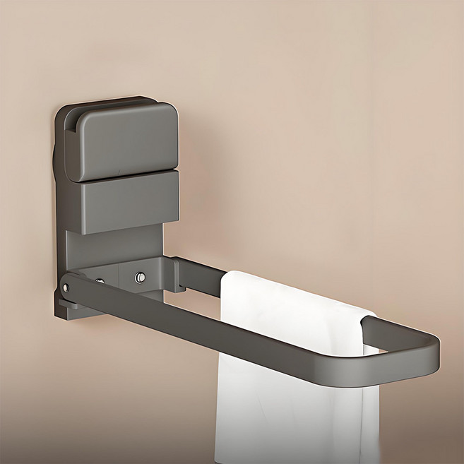 Briturn 접이식 욕실 흡착식 수건걸이, 1개, 그레이