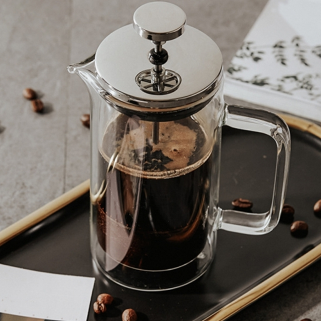 프렌치 프레스 내열 수동 주방 커피 추출기 용품 스테인리스 수동식 가정용 카페 필터 서버 이중