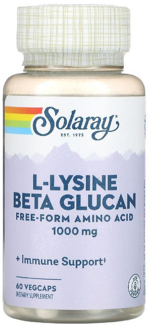 Solaray L-Lysine Beta Glucan 솔라레이 베타글루칸 1000mg 60정, 60캡슐, 1개
