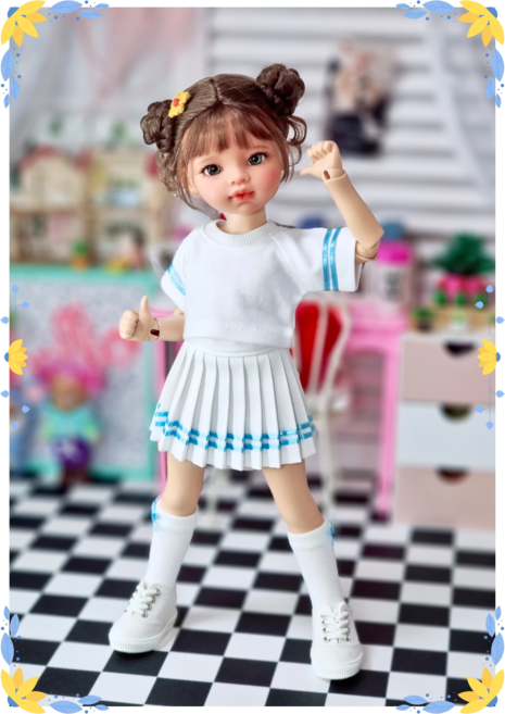 도리스돌 옷 ( 라인3종세트 스카일블루 ) bjd 구체관절인형 30cm인형 <완제품>, 1개