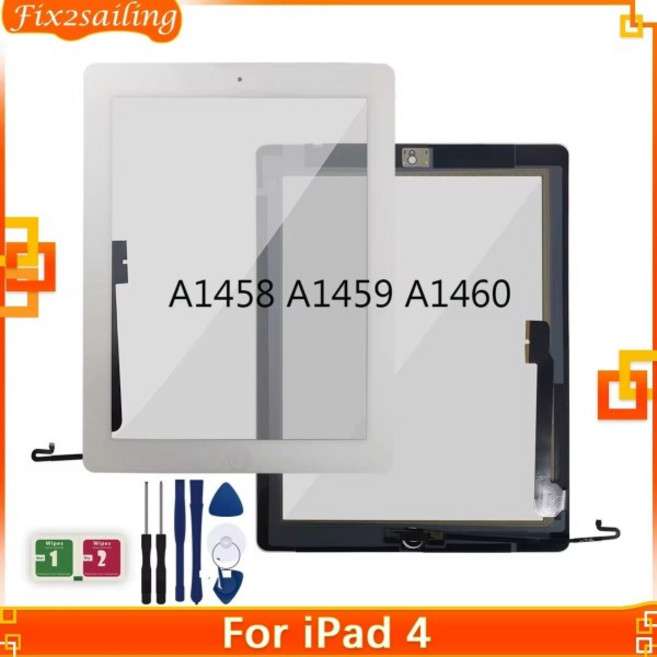 터치 iPad 4 A1458 A1459 A1460 스크린 디지타이저 전면 유리 패널 교체 없음버튼 포함 100 테스트됨, 05 Ori Black No button