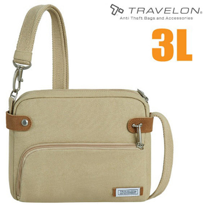 Travelon 防盜復古單肩包 3L 旅遊背包