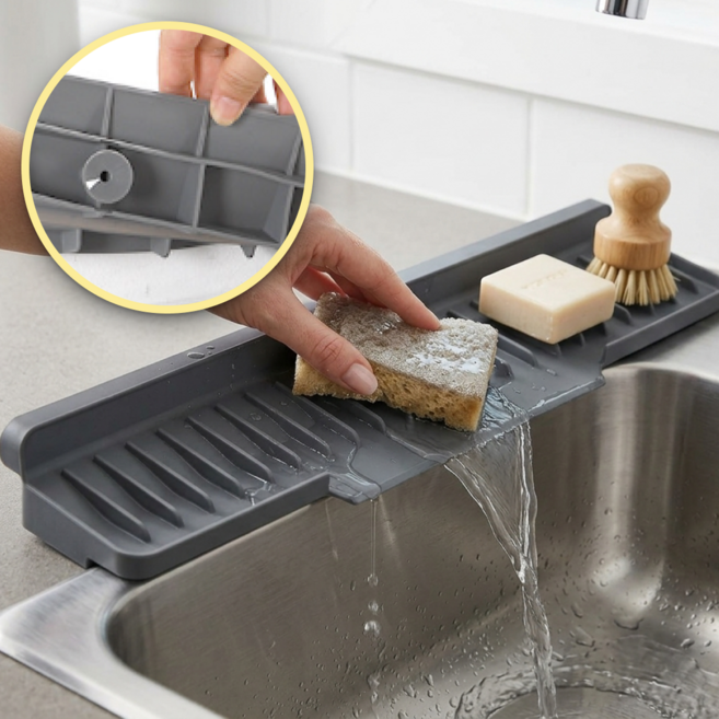 굿새로이 주방 싱크대 실리콘 배수패드 건조매트, 1개, 그레이