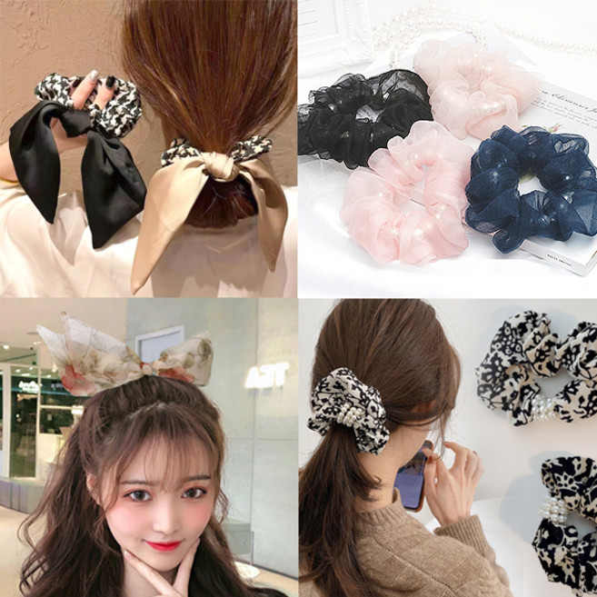 이쁨달다 고급 곱창 스크런치 슈슈 진주 리본 색상선택