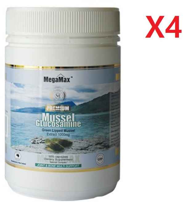 메가맥스 뉴질랜드 초록홍합+글루코사민 1000mg 500정-4개, 500정, 4개