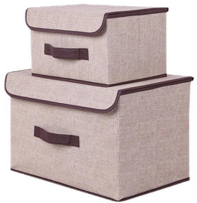 공간박스 옷정리 수납함 뚜껑형 수납박스 접이식 공간정리용, 오프 화이트, 2개