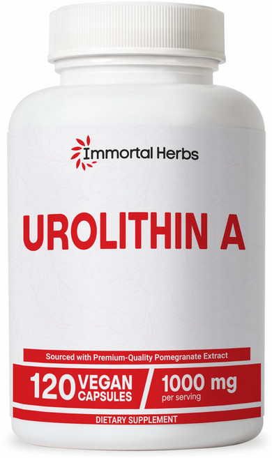 Immortal Herbs 우롤리틴 A 보충제 1000mg 미토콘드리아 및 항산화 지원 비GMO 및 글루텐 프리 여성 및 남성용 우롤리틴 A+ 보충제, 1개, 120정