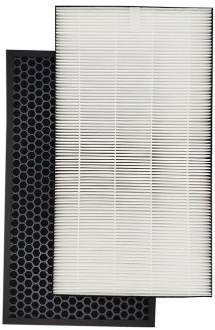 適用 Sharp 夏普 FU-G50T FU-GM50T FU-J50T FU-H50 空氣清淨機 HEPA+活性碳 濾網 濾芯, 1個, 濾心, 抗敏HEPA x1片 蜂巢活性碳 x1片