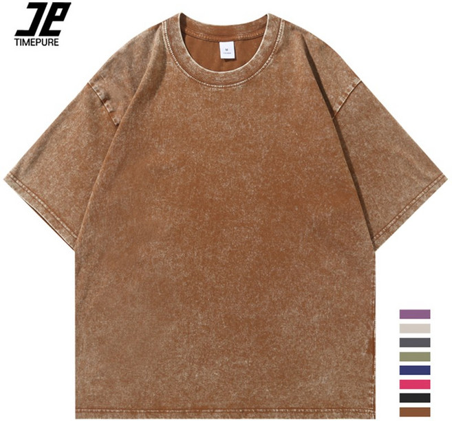 빈티지 피그먼트 오버핏 반팔티 100% 순면 워싱 남녀공용 루즈핏 워싱 무지 헬스 반팔 캐주얼 빅사이즈