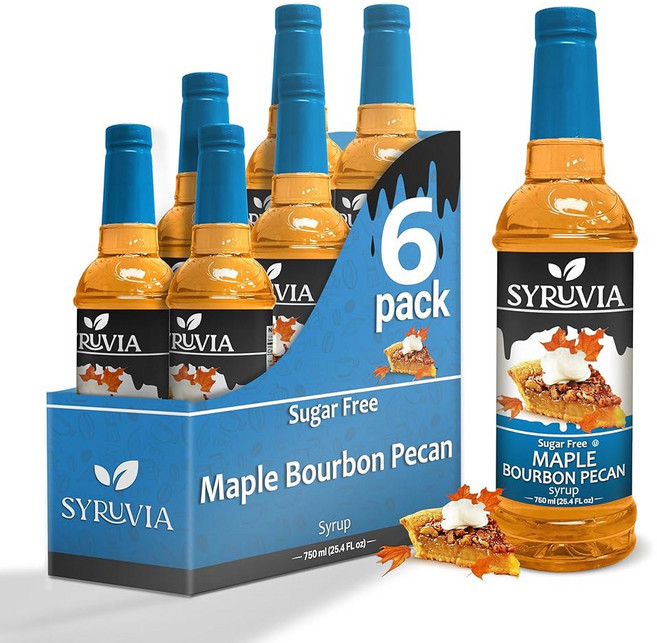 버번 피칸 시럽 6팩 751.2ml(25온스) 도매 카페 상점 프리 벌크 커피 음료 바리스타 비스트로 및 바 코셔 글루텐, Sugar-Free Maple Bourbon Pecan