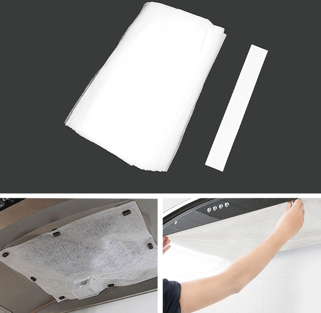 주방용 가스레인지 후드필터 다회용 기름튐방지 부직포 환풍기커버 부착식 난연소재 후앙덮개, 1세트