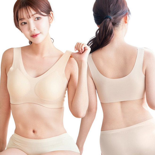 젝소 여성 노와이어 브라자 편한 일체형 심리스 브래지어 2P