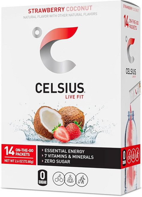 NEW 셀시어스 온더고 비타민 에너지드링크 파우더 코코넛딸기맛 Coconut Strawberry, 1박스, 71.12ml