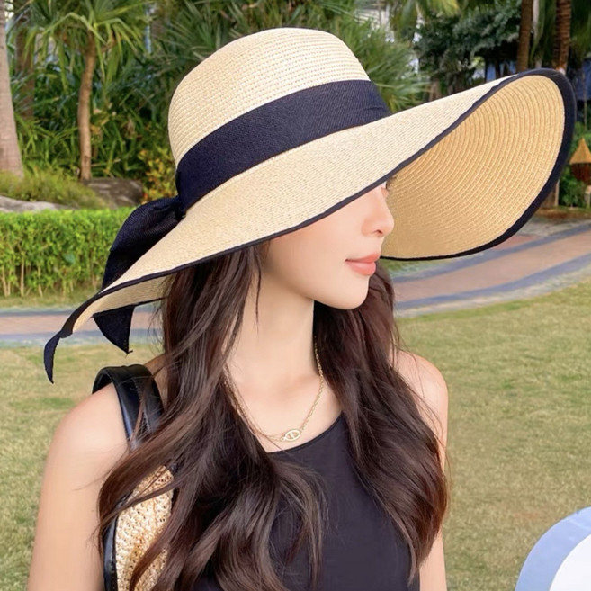 [HANNAL] 여성 대왕 와이드챙 바캉스 밀짚모자