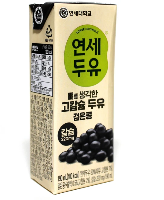 연세두유 뼈를 생각한 고칼슘 두유 검은콩, 190ml, 12개 - 쿠팡