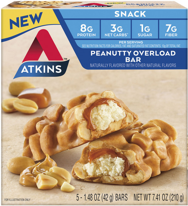 ATKINS 零食花生超載棒 5入, 1個, 210g