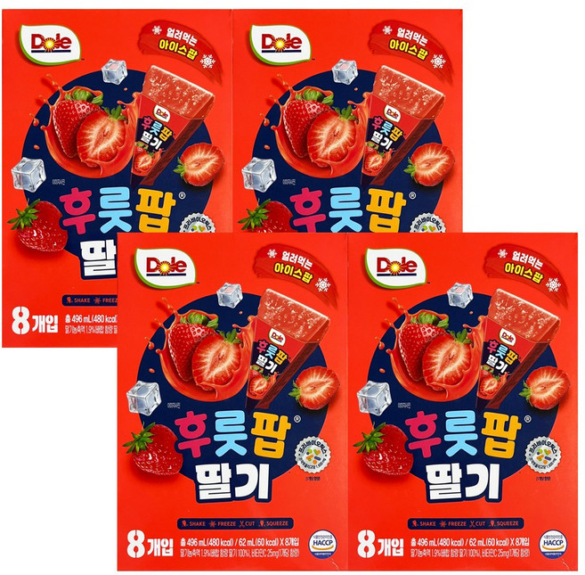 돌 후룻팝 딸기, 4개, 496ml