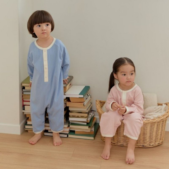 아이숲 유아용 룰루 골지 플레이슈트 긴팔 우주복