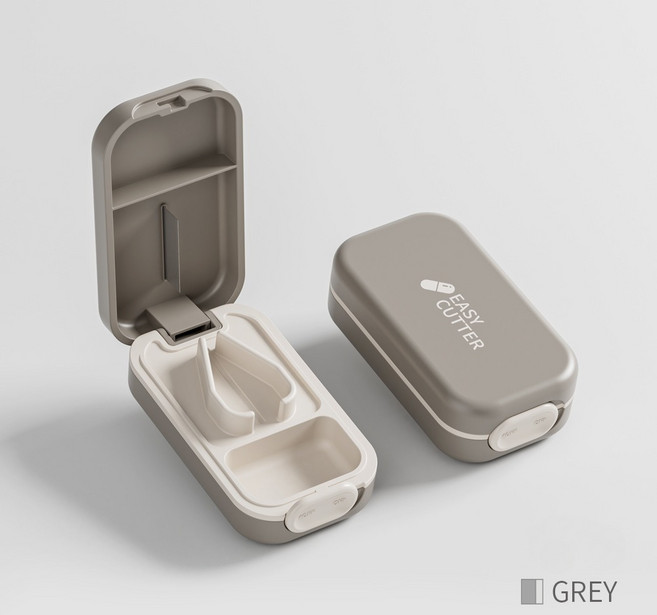 디스펜서 컷팅 알약 가정용 작은 약통 휴대용 방습 밀폐 작은 약통, 그레이, 1개