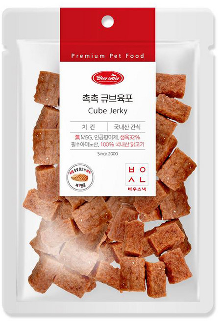 바우와우 촉촉 큐브육포 치킨 강아지 간식 300g, 치킨맛, 1개