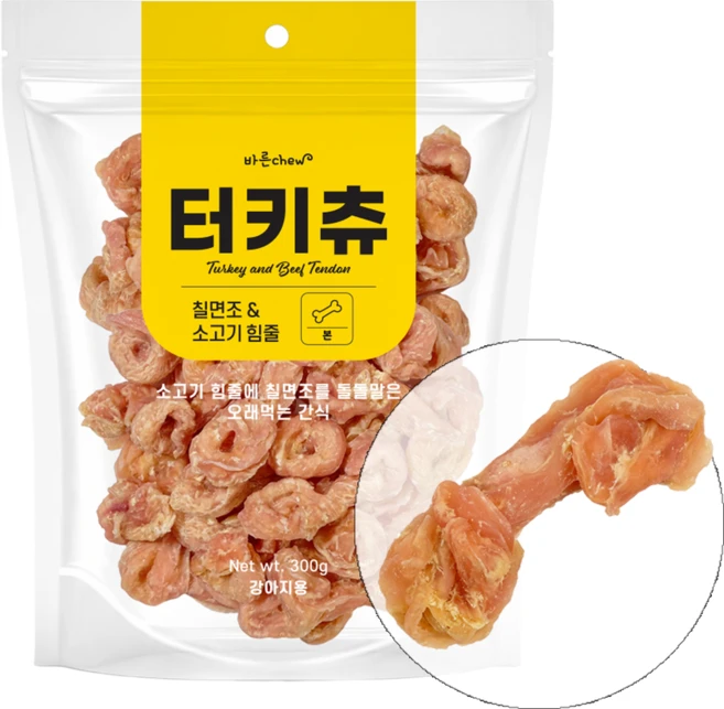 바른츄 터키츄 강아지간식 육포, 1개, 300g, 본 - 쿠팡