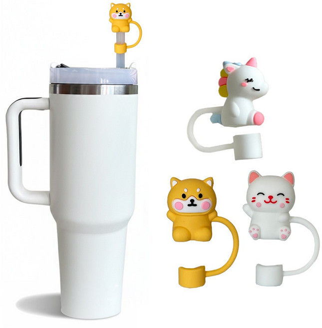 실리콘 텀블러 빨대 마개 10mm 세트, 1세트, 동물A세트