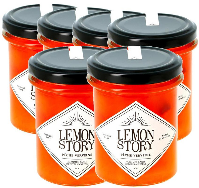 프랑스 레몬스토리 Lemon Story Pêche verveine 버베나 복숭아잼 220g, 6개