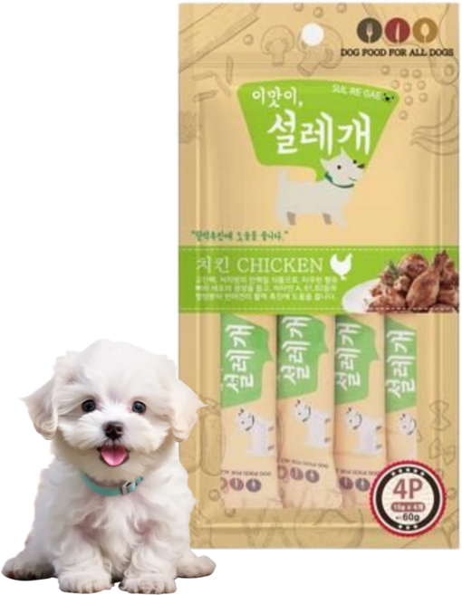 헬로도기 강아지 설레개 짜먹는 습식 간식 4p, 닭고기, 60g, 1개