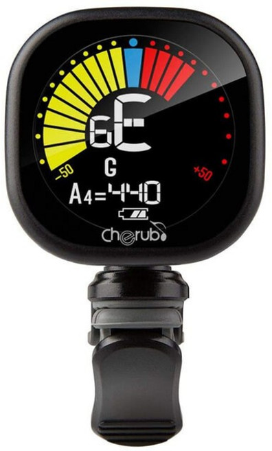Cherub WST-675 充電式夾式調音器 - 吉他/烏克麗麗/貝斯適用, 黑色, 1個