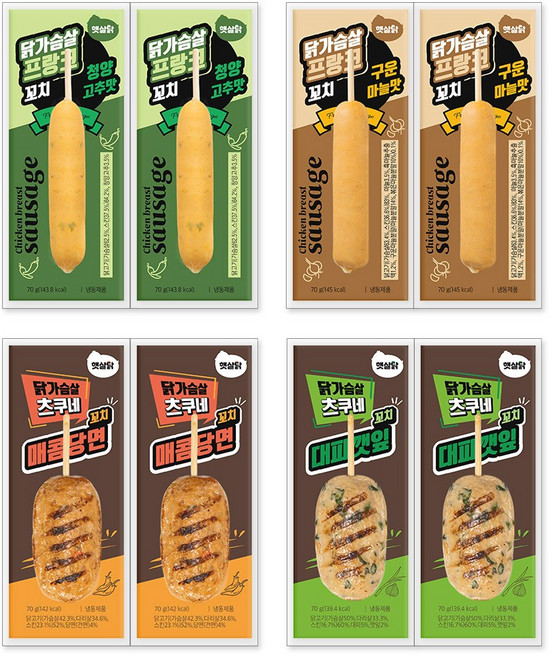 햇살닭 닭가슴살 꼬치 4종 혼합, 70g, 24개