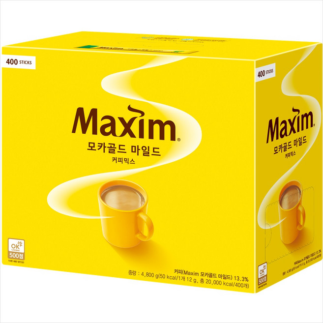 4위 - 맥심 모카골드 커피믹스 400T+400T, 12g, 400개입, 2박스